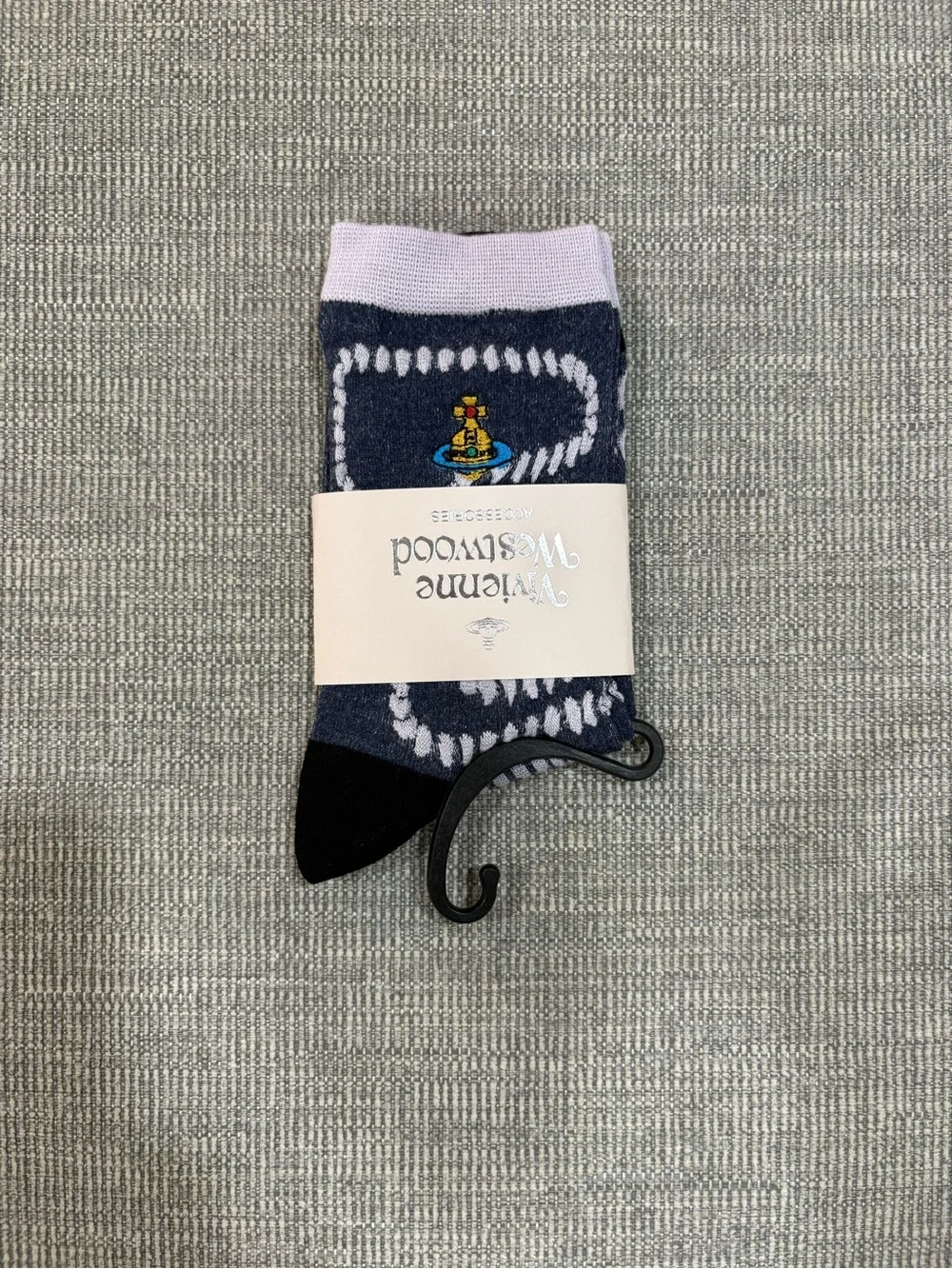 Women Vivienne Westwood Navy Patterned Crew Socks with Embroidered Crest onesize